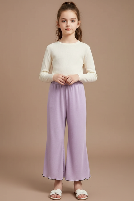 Pantalon Fluide Crepon - Violet Viscose