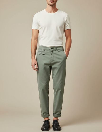 Pantalon Fluide Kaki Coton Simple Décontracté Homme