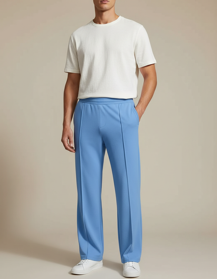 Pantalon Fluide Bleu Ciel Décontracté Droit Homme - Polyester