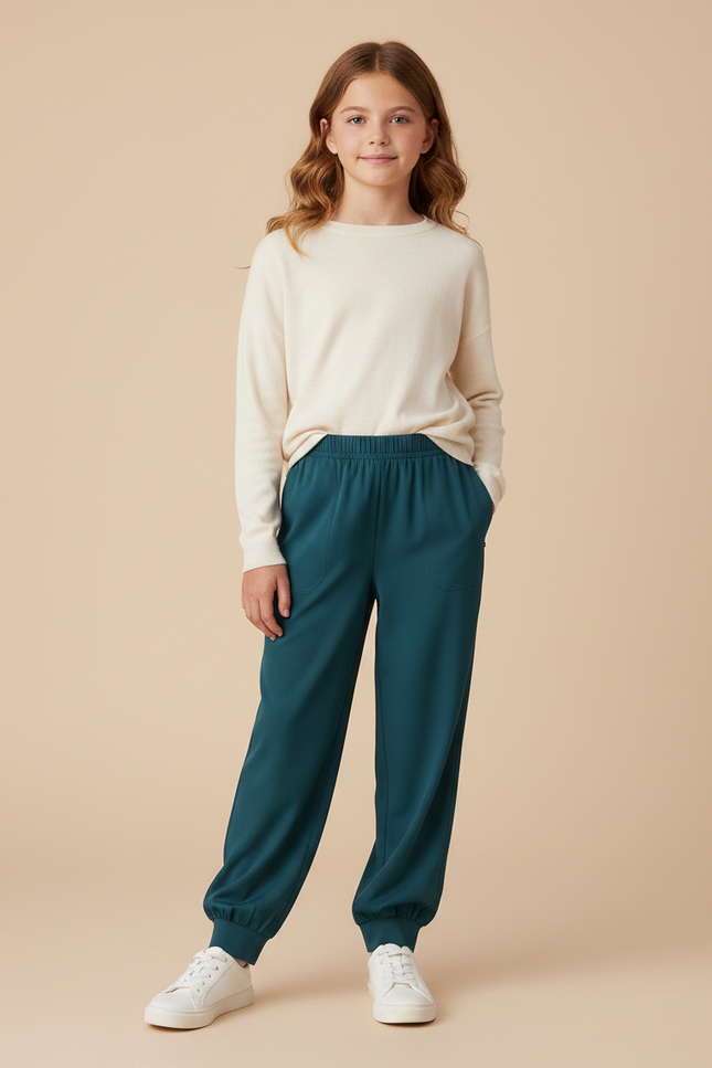 Pantalon Fluide Vert Émeraude Ample Confortable Jogger - Viscose