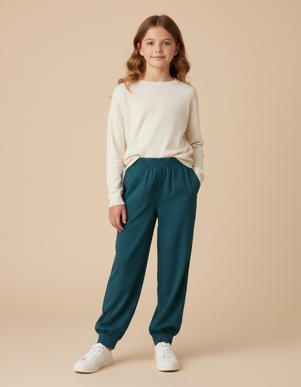 Pantalon Fluide Vert Émeraude Ample Confortable Jogger - Viscose