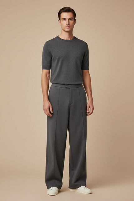 Pantalon Fluide Homme Habillé - Gris Polyester