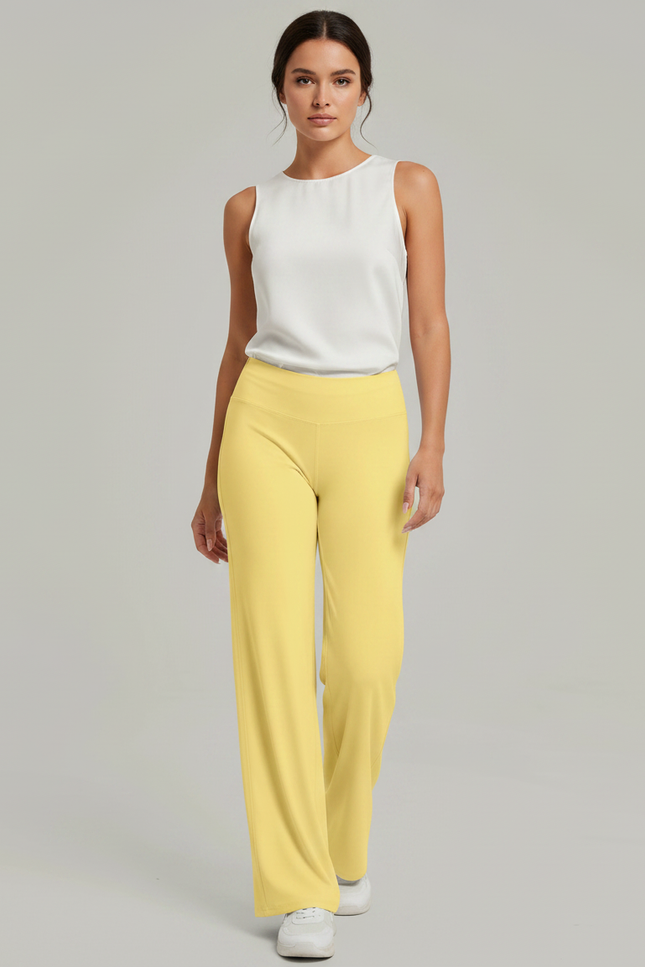 Pantalon Fluide Jaune Ample Décontracté Confortable Sportif - Maille