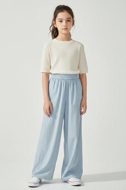 Pantalon Fluide Bleu Ciel Ample Décontracté Léger - Viscose