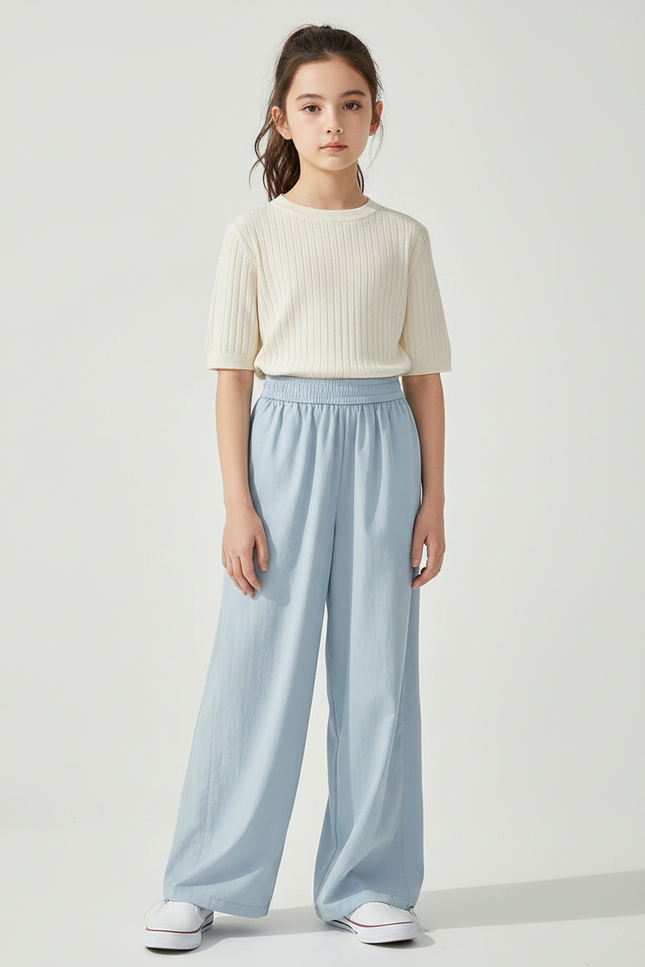 Pantalon Fluide Bleu Ciel Ample Décontracté Léger - Viscose