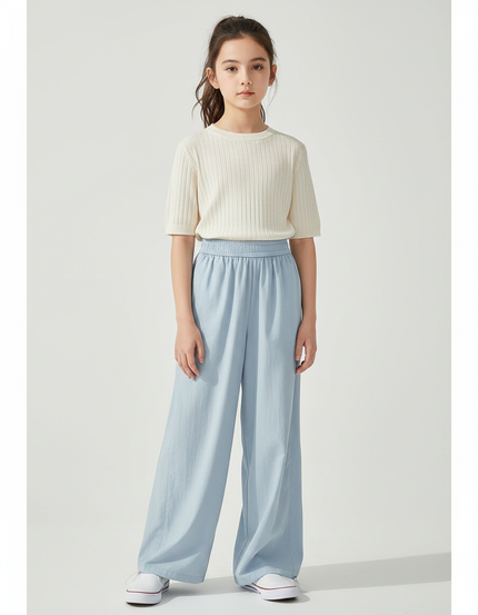 Pantalon Fluide Bleu Ciel Ample Décontracté Léger - Viscose
