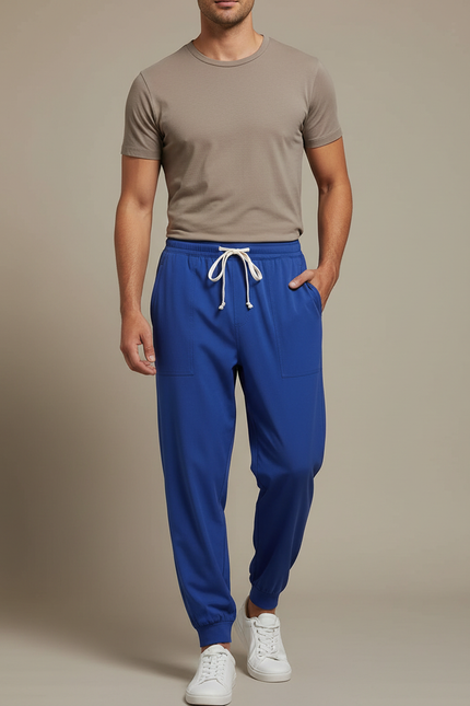 Pantalon Fluide Bleu Royal Jogger Cordon Décontracté - Polyester