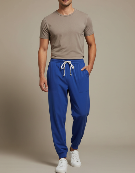 Pantalon Fluide Bleu Royal Jogger Cordon Décontracté - Polyester