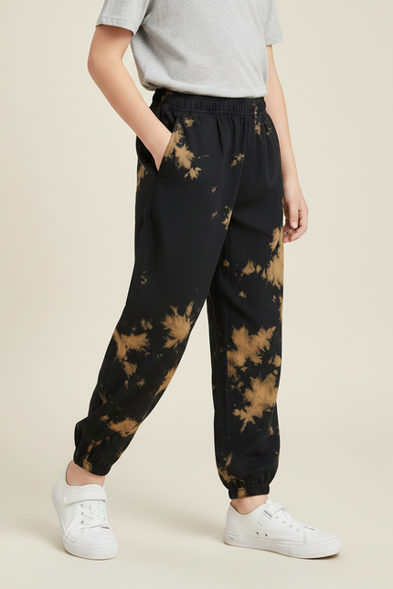Pantalon Fluide Tie And Dye - Noir Molleton