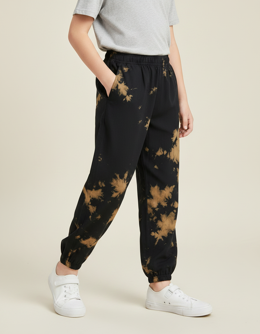 Pantalon Fluide Tie And Dye - Noir Molleton