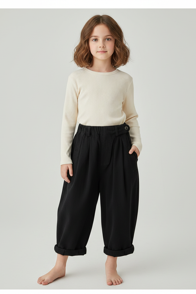 Pantalon Paperbag Fluide - Noir Viscose