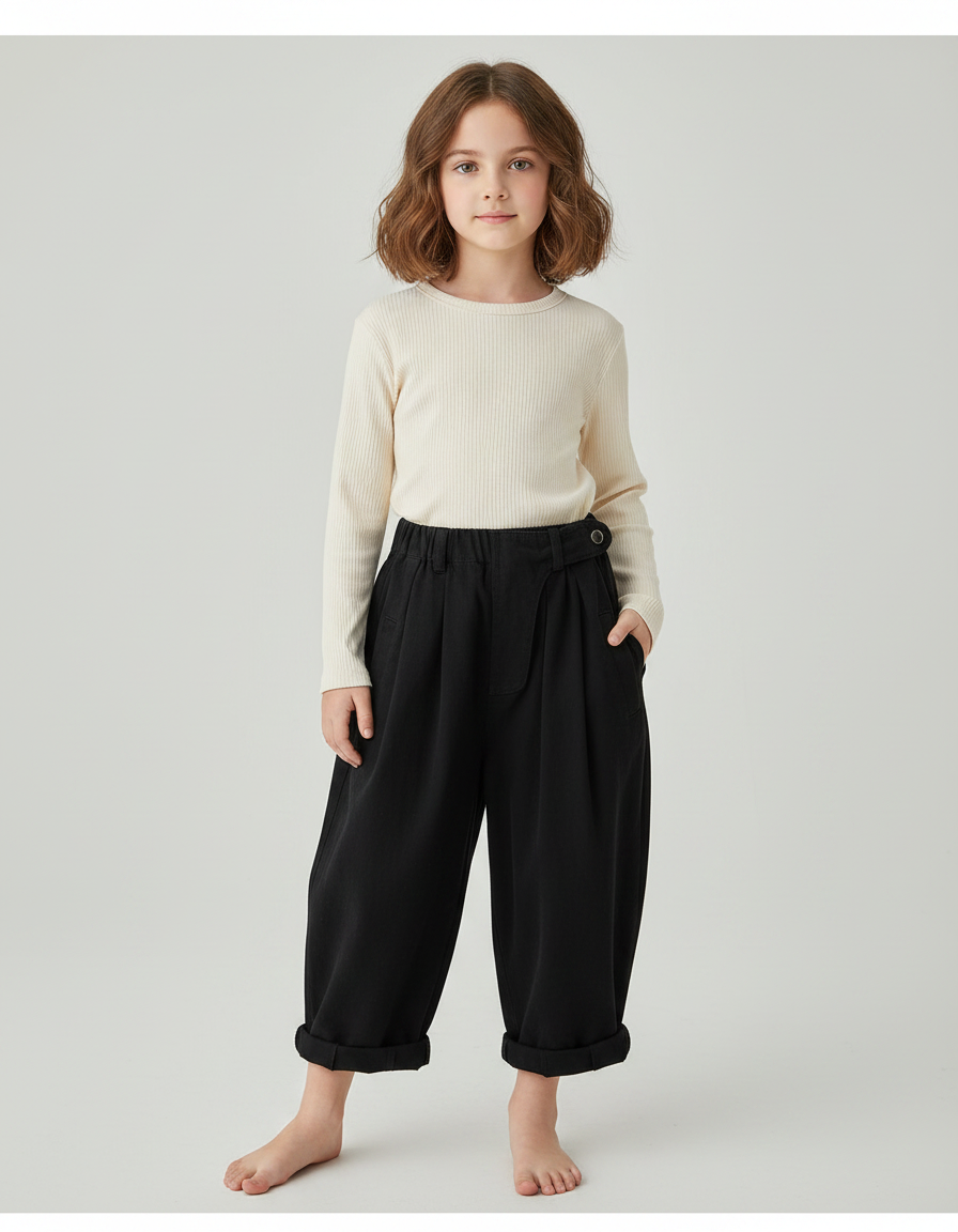 Pantalon Paperbag Fluide - Noir Viscose