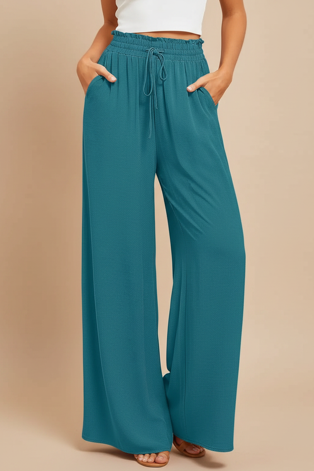 Pantalon Fluide Bleu Canard - Viscose