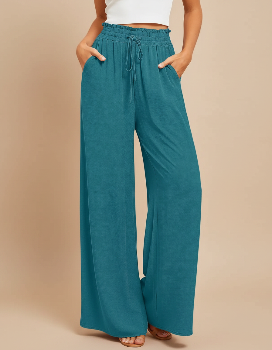 Pantalon Fluide Bleu Canard - Viscose