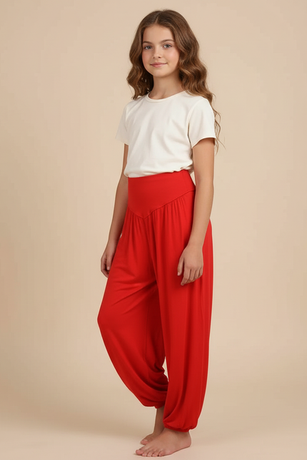 Pantalon Fluide Rouge Ample Confortable Harem - Viscose