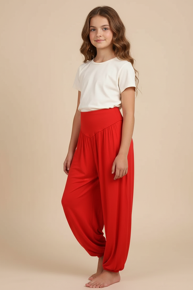 Pantalon Fluide Rouge Ample Confortable Harem - Viscose