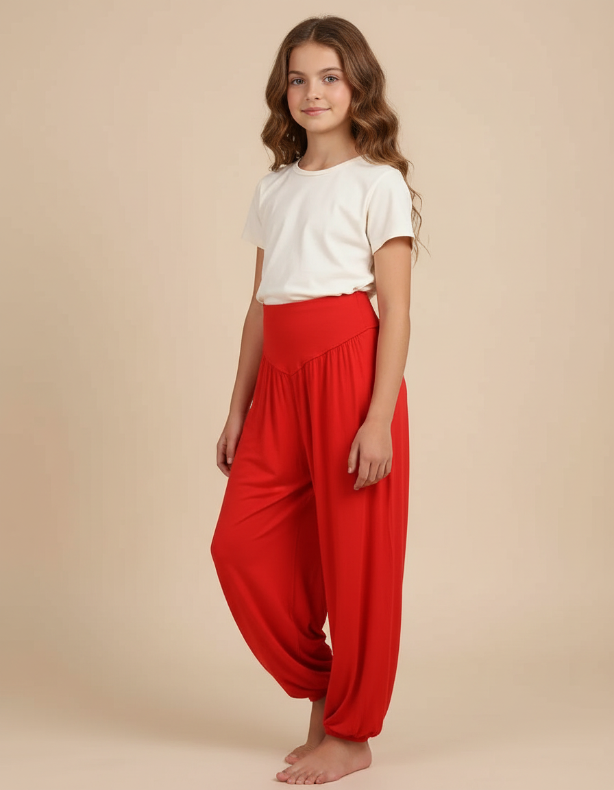 Pantalon Fluide Rouge Ample Confortable Harem - Viscose