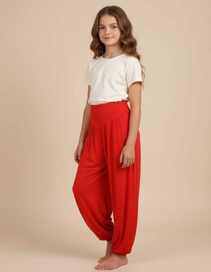 Pantalon Fluide Rouge Ample Confortable Harem - Viscose