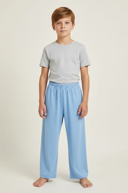 Pantalon Fluide Bleu Ciel Ample Uni Enfant - Molleton