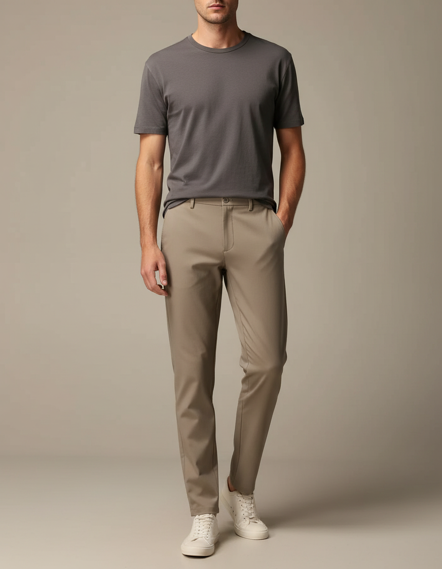 Pantalon Fluide Etroit - Beige Polyester