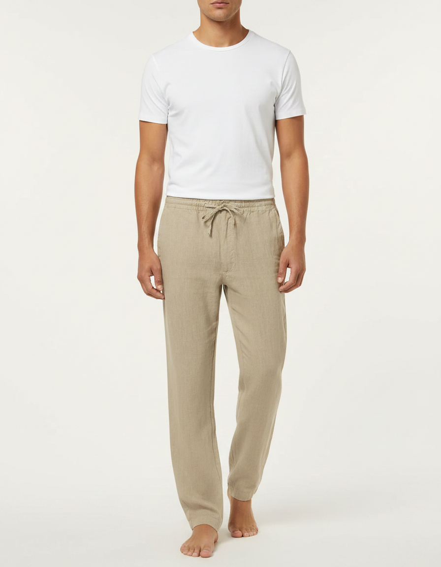 Pantalon Fluide Été Homme - Beige Lin