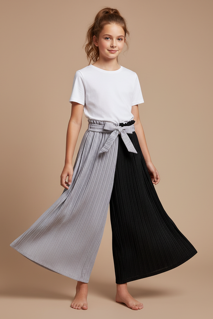 Pantalon Fluide Ceinture Noeud - Multicolore Maille