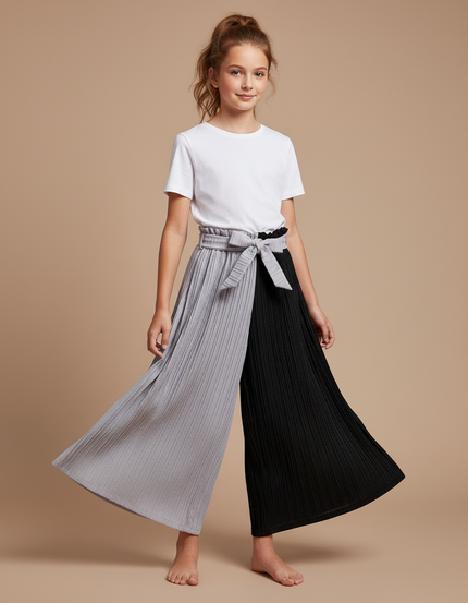 Pantalon Fluide Ceinture Noeud - Multicolore Maille