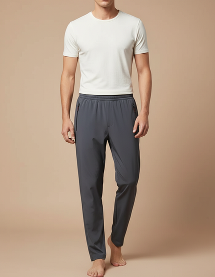 Pantalon Fluide Gris Athlétique Slim Décontracté Homme - Polyester