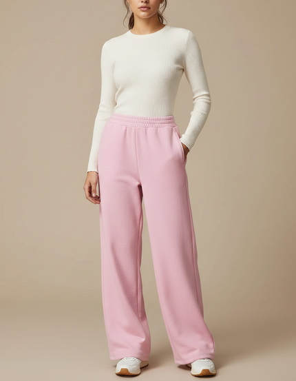 Pantalon Fluide Rose Ample Décontracté Sport Confortable - Molleton
