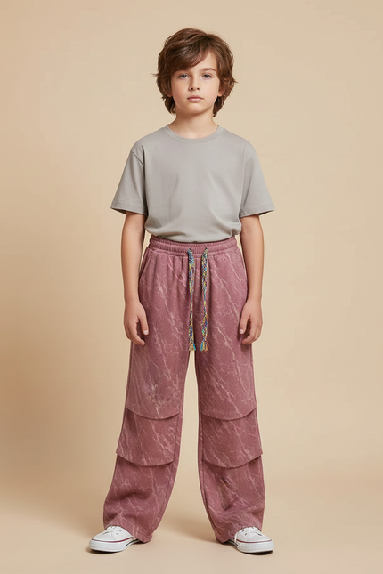 Pantalon Fluide Rose Superposé Ample Décontracté Enfant - Molleton