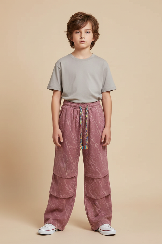 Pantalon Fluide Rose Superposé Ample Décontracté Enfant - Molleton