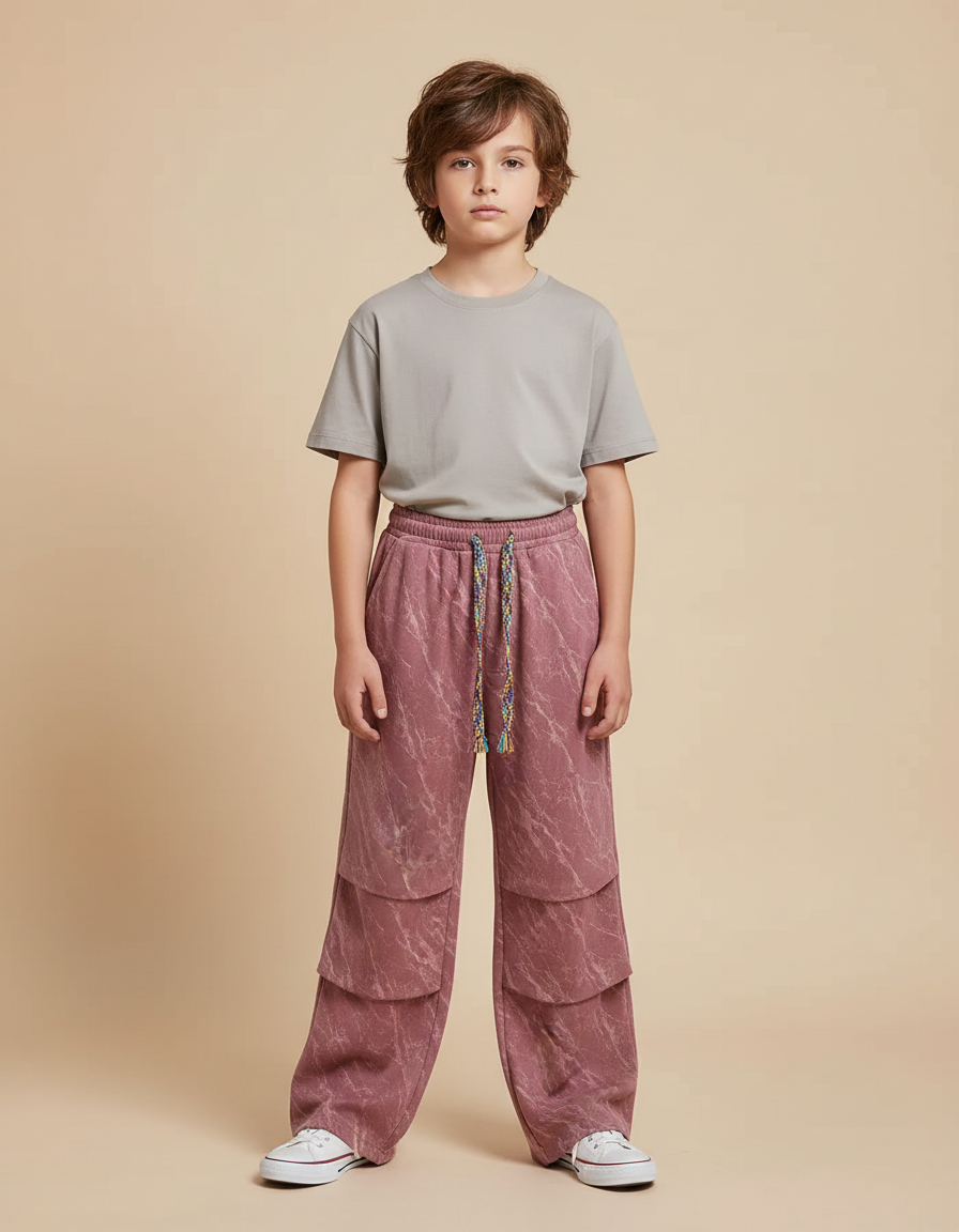 Pantalon Fluide Rose Superposé Ample Décontracté Enfant - Molleton