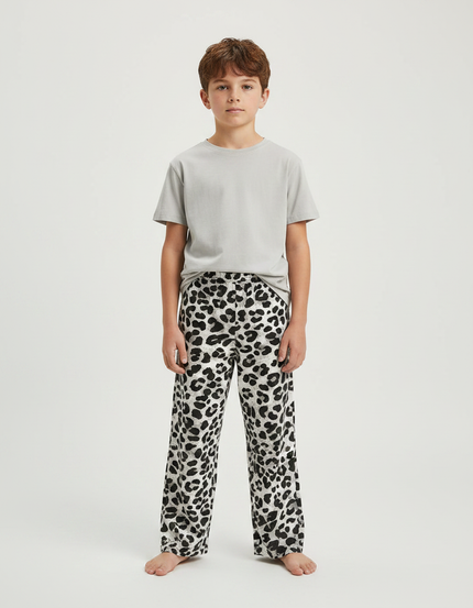 Pantalon Fluide Léopard Noir Blanc Ample Confortable - Imprimé Maille