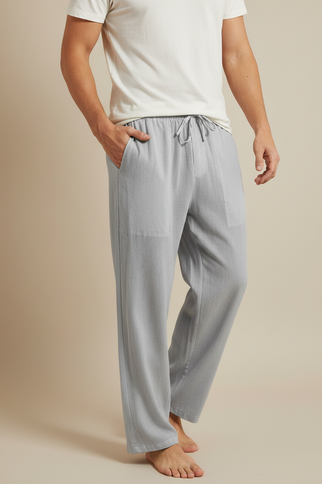 Pantalon Fluide Homme Ete - Gris Lin