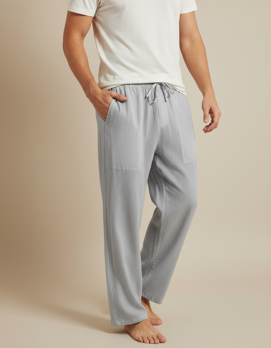 Pantalon Fluide Homme Ete - Gris Lin