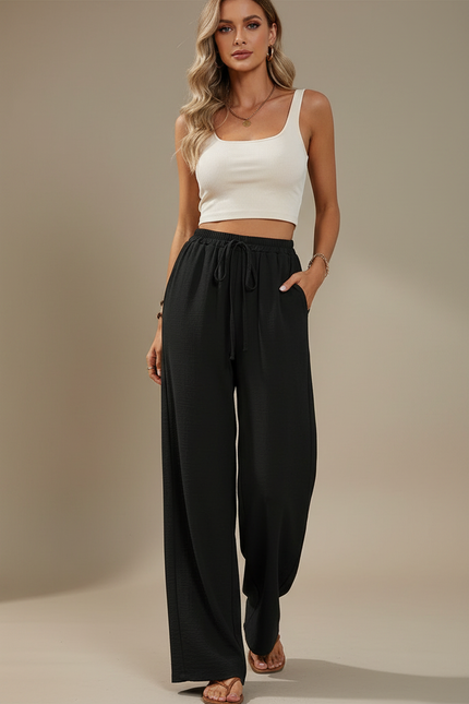 Pantalon Fluide Noué - Noir Viscose
