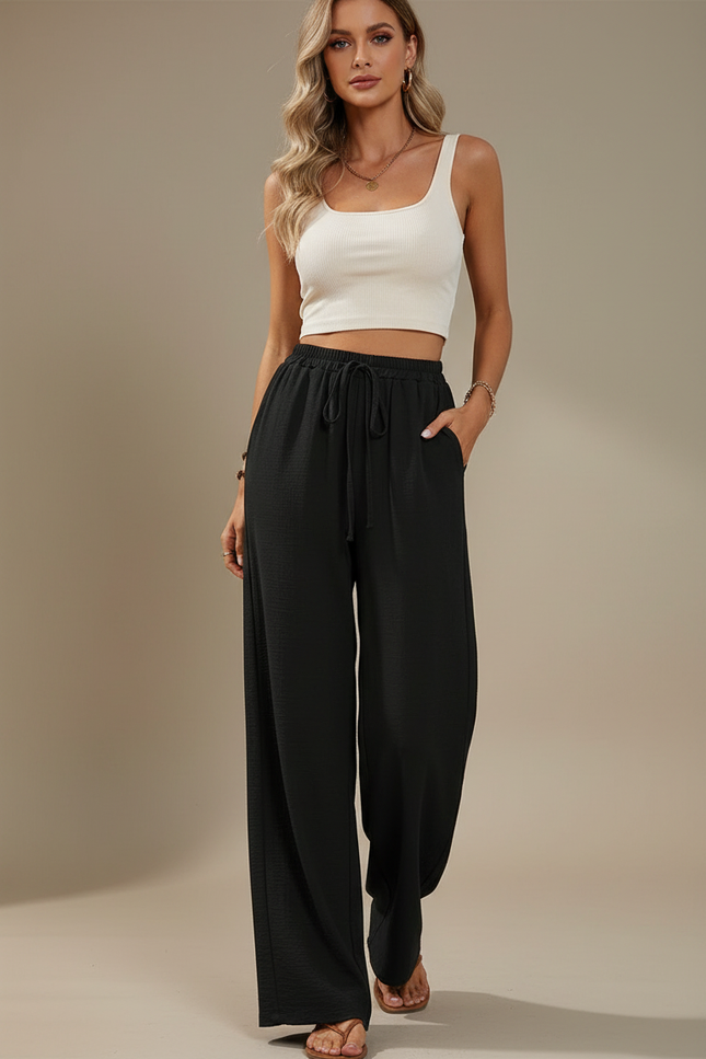 Pantalon Fluide Noué - Noir Viscose