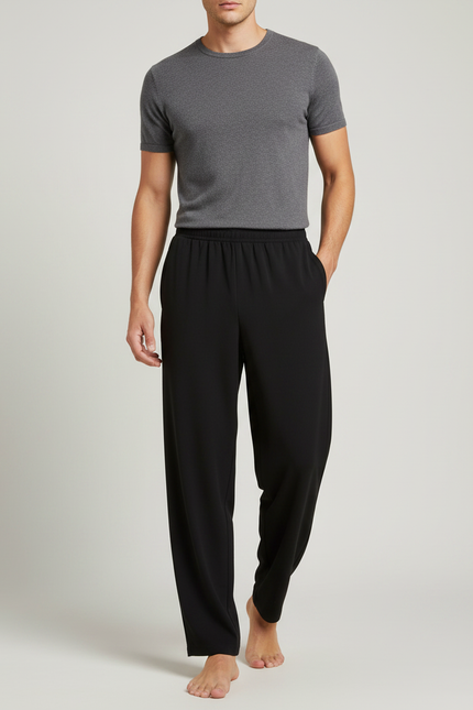 Pantalon Fluide Homme Noir Ample Confort Décontracté - Viscose
