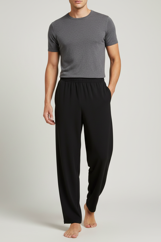 Pantalon Fluide Homme Noir Ample Confort Décontracté - Viscose