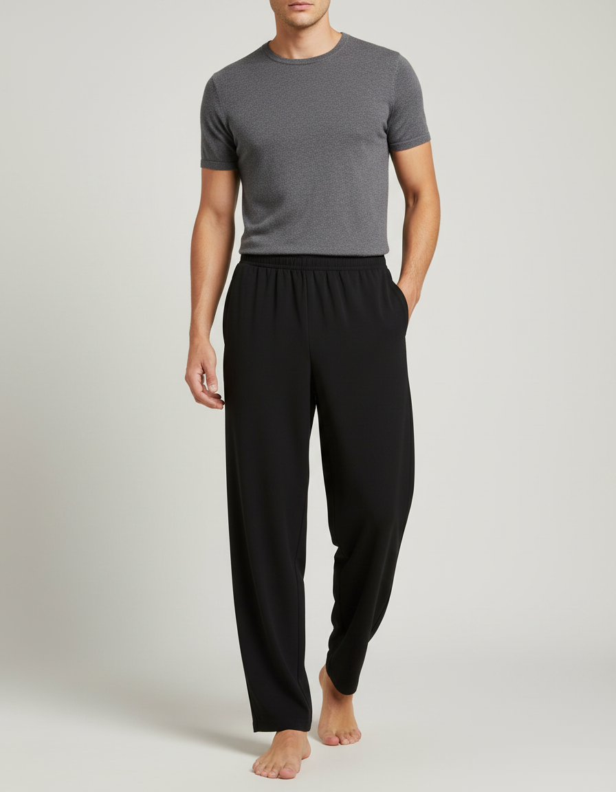Pantalon Fluide Homme Noir Ample Confort Décontracté - Viscose