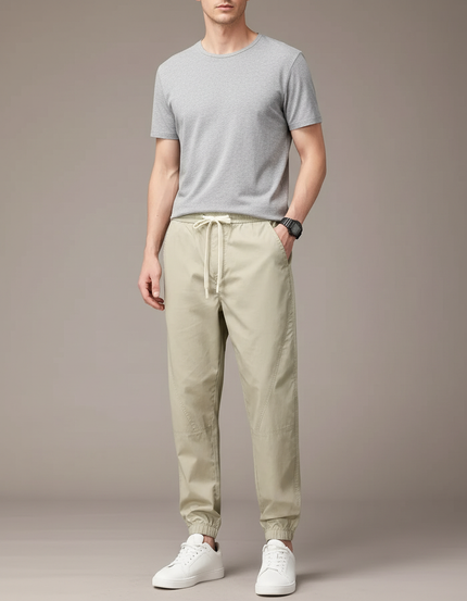 Pantalon Fluide Beige Cordon Décontracté Homme - Gabardine