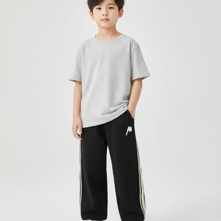 Pantalon Fluide Noir Ample Sport Rayures Latérales Enfant - Molleton