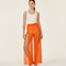 Pantalon Fluide Orange Transparent Fendu Large Élégant - Maille