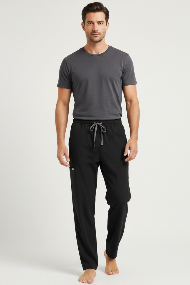 Pantalon Fluide Homme Noir Coupe Ample Viscose Été 4 - Polyester