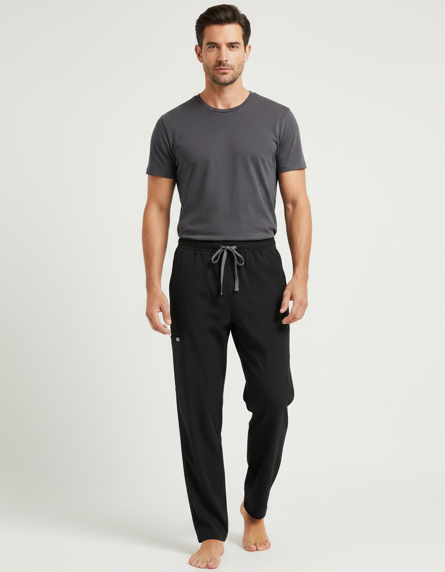 Pantalon Fluide Homme Noir Coupe Ample Viscose Été 4 - Polyester
