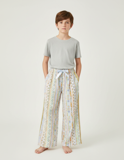 Pantalon Fluide Imprimé Géométrique Ample Décontracté Enfant - Viscose