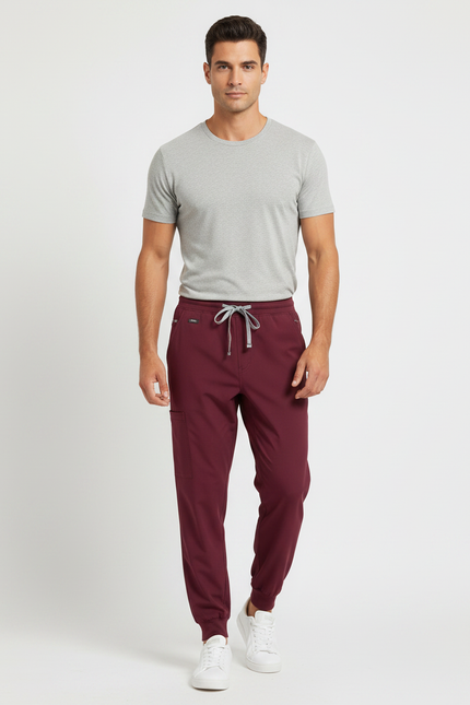 Pantalon Fluide Bordeau Jogger Cordon Confortable Sport - Bordeaux Polyester