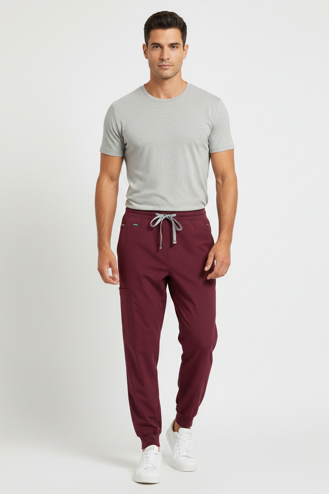 Pantalon Fluide Bordeau Jogger Cordon Confortable Sport - Bordeaux Polyester