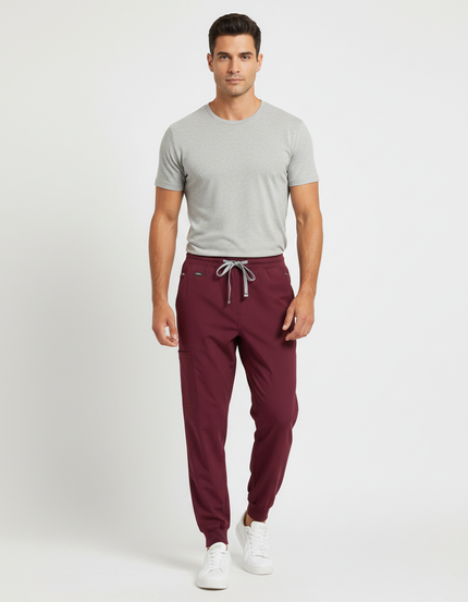 Pantalon Fluide Bordeau Jogger Cordon Confortable Sport - Bordeaux Polyester
