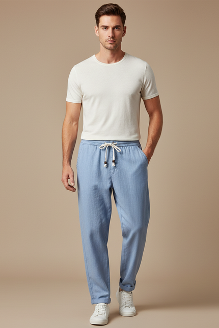 Pantalon Fluide Bleu Jean - Lin
